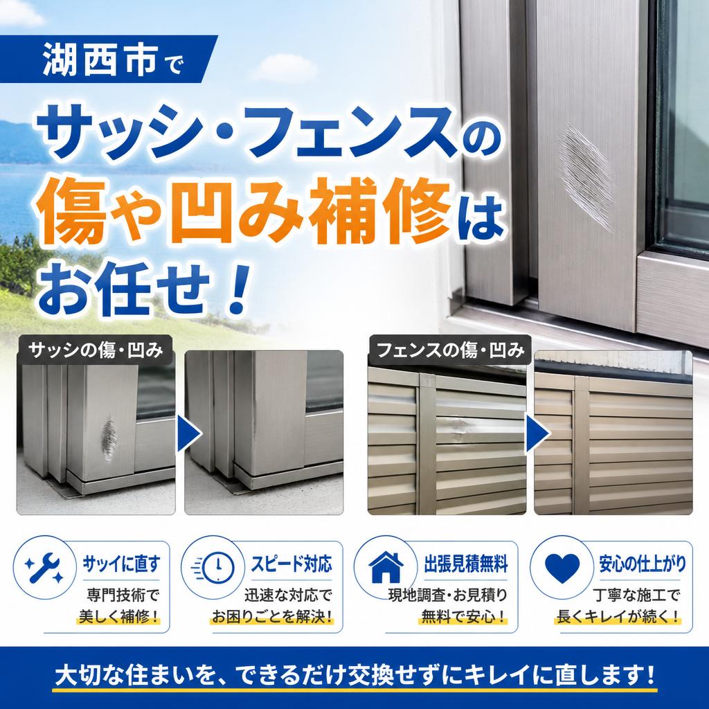 湖西市でサッシ・フェンスの傷や凹み補修はお任せ！