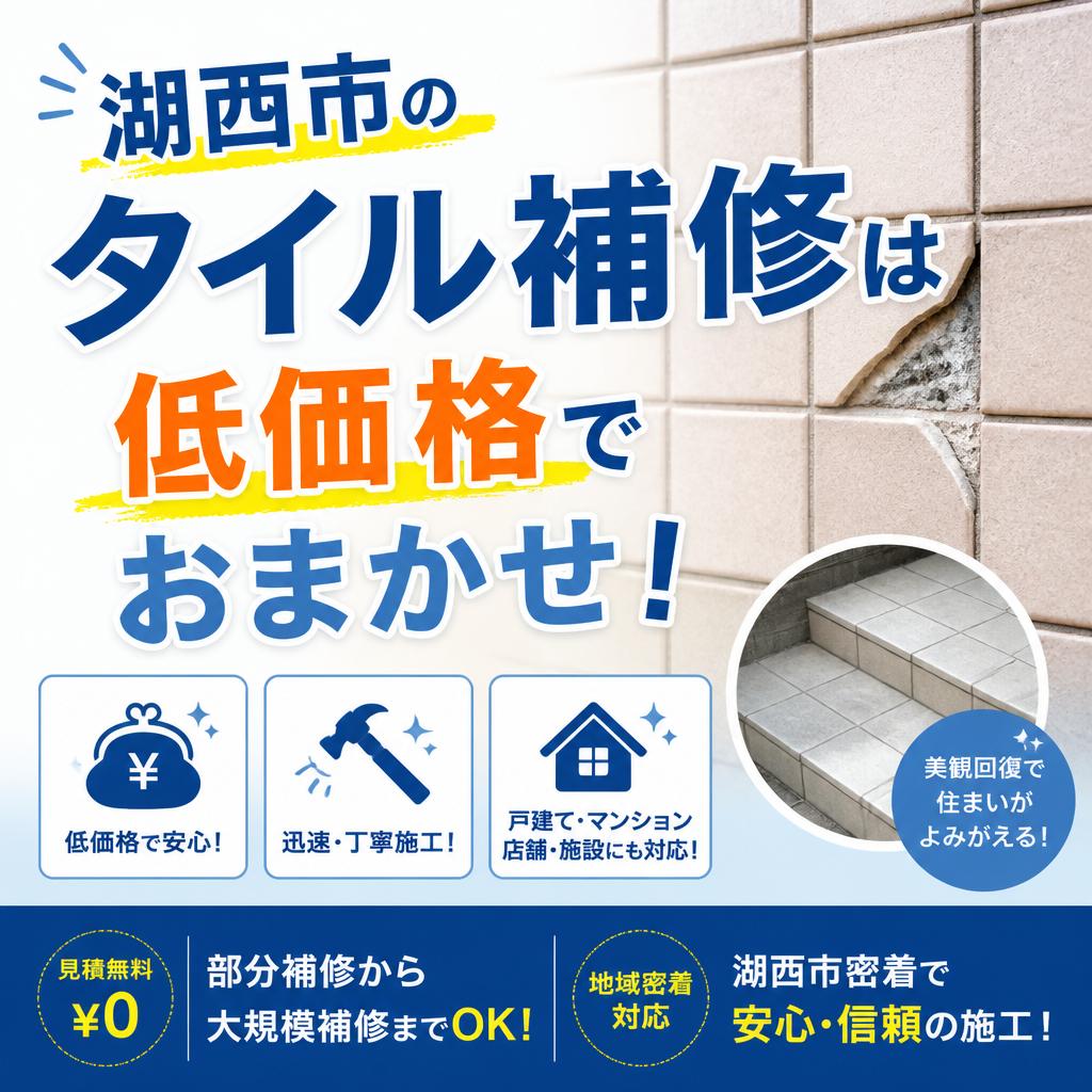 湖西市のタイル補修は低価格でおまかせ！