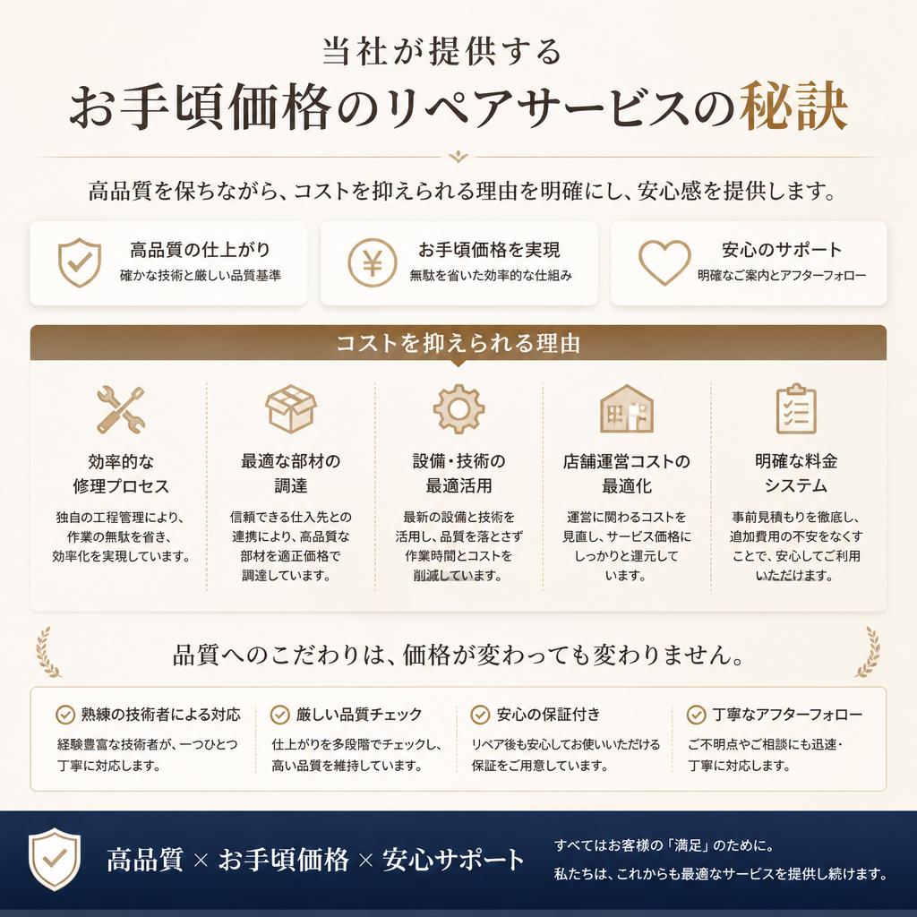 お手頃価格でのリペアの理由