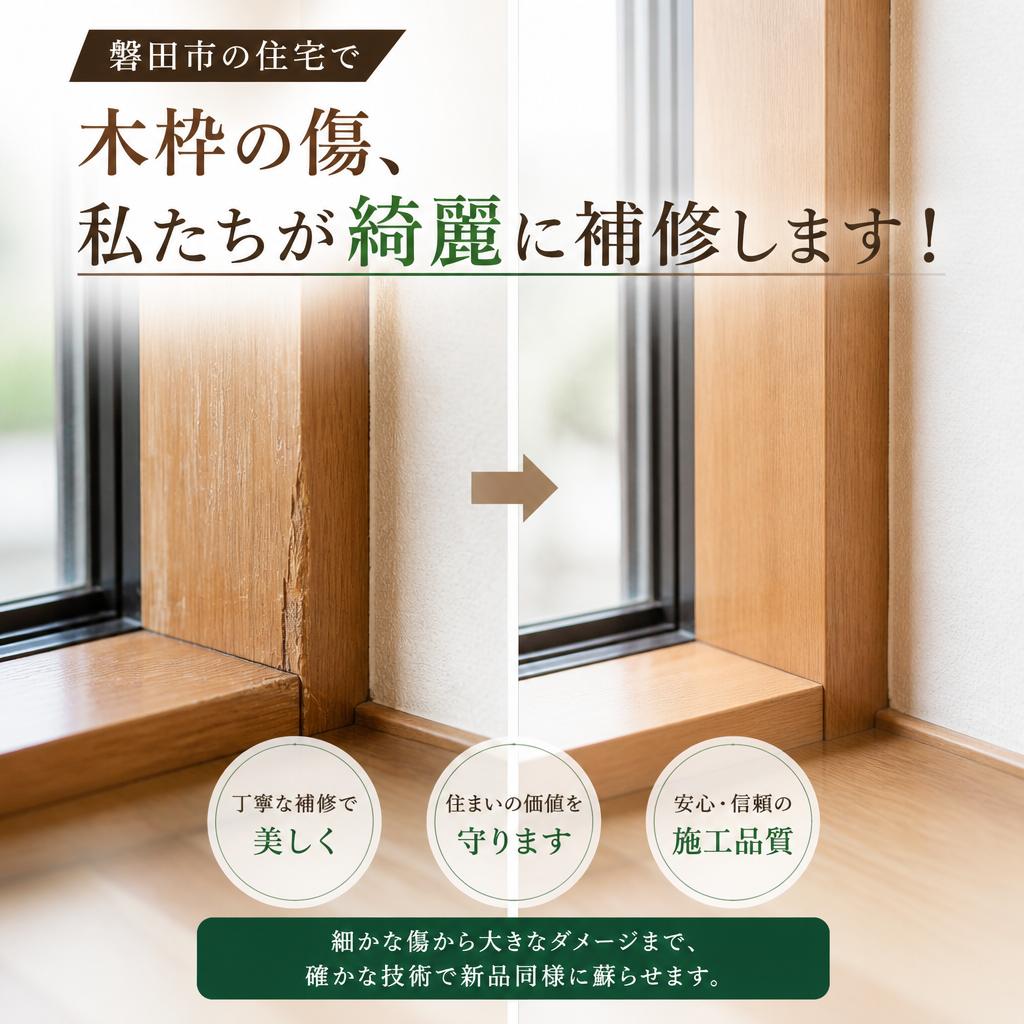 磐田市の住宅で木枠の傷、私たちが綺麗に補修します！