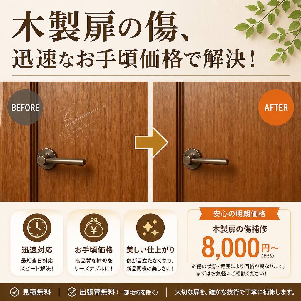 木製扉の傷、迅速なお手頃価格で解決！