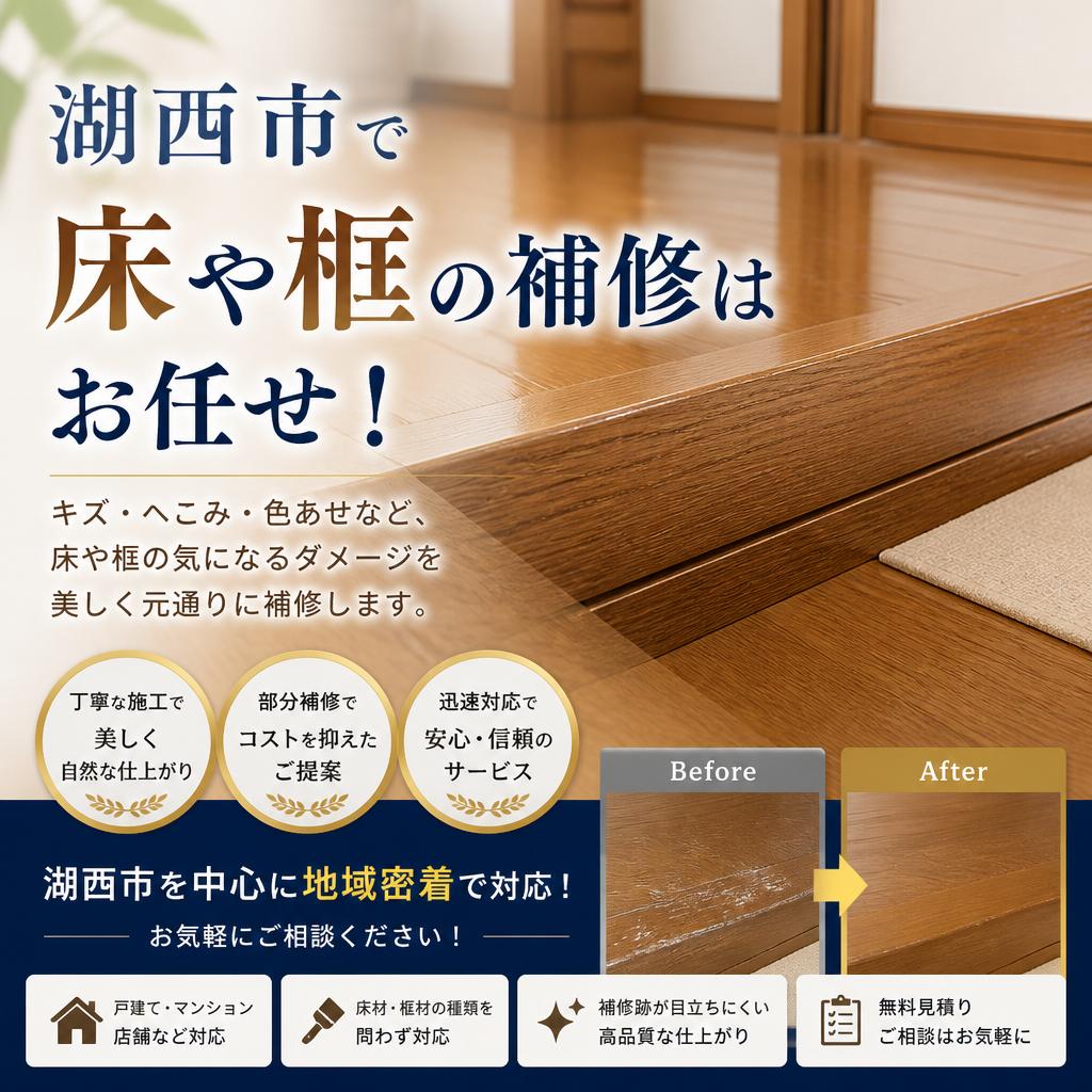 湖西市で床や框の補修はお任せ！