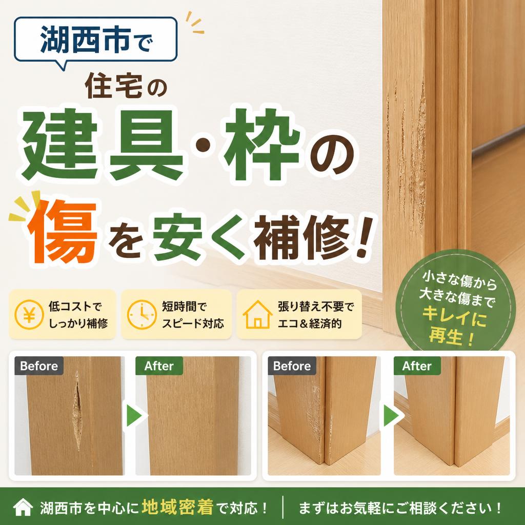 湖西市で住宅の建具、枠の傷を安く補修！